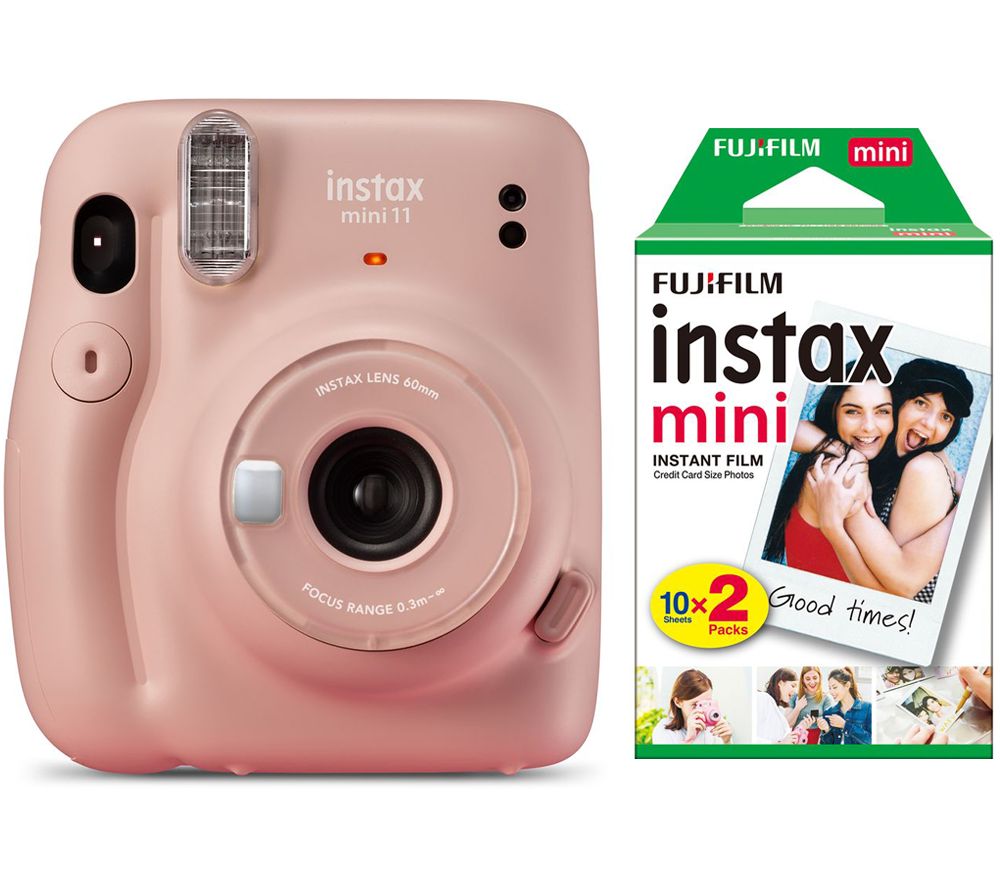 INSTAX mini 11 Instant Camera & 20 Shot INSTAX Mini Film Pack Bundle - Blush Pink, Pink