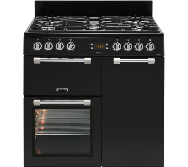 LEISURE Cookmaster CK90F232K 90 cm Dual Fuel Range Cooker - Black & Chrome, Black