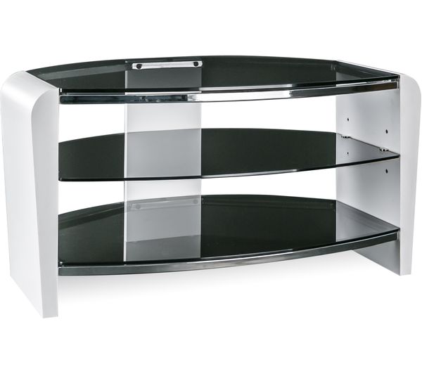 ALPHASON Francium 800 TV Stand - White & Smoked Glass, White