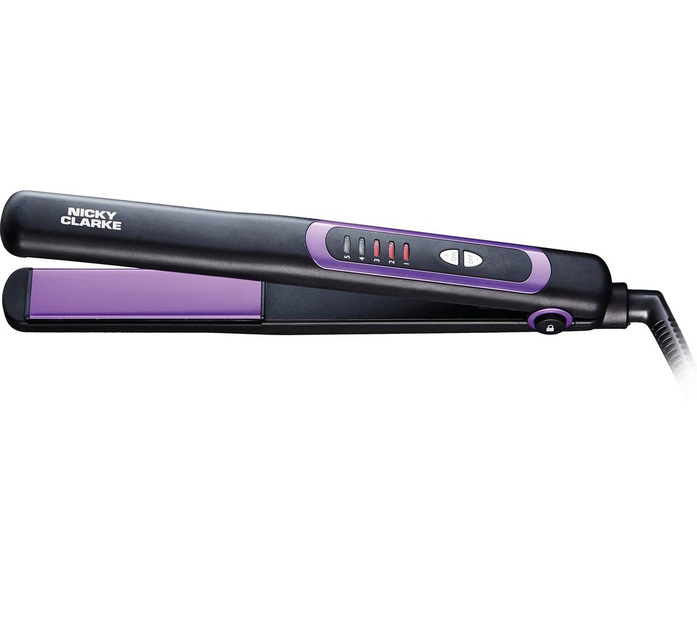 NICKY CLARKE Frizz Control NSS236 Hair Straightener - Black & Purple, Black