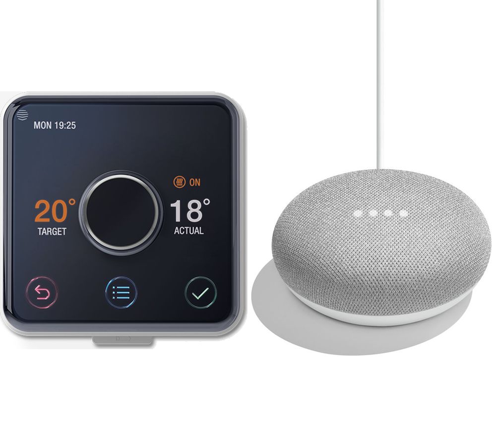 HIVE Active Heating & Hot Water Kit with Google Home Mini Bundle - Chalk