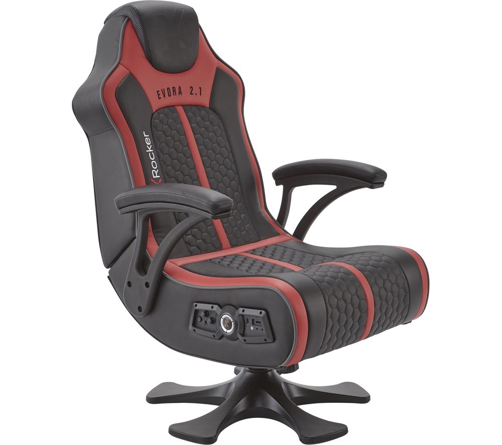 X ROCKER Evora 2.1 Wireless Gaming Chair - Black & Red, Black