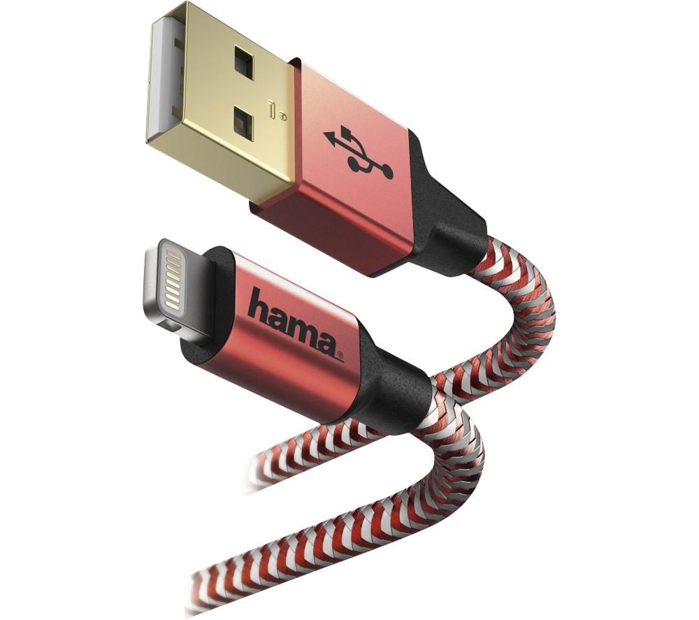 HAMA Prime Line Reflective USB to Lightning Cable - 1.5 m, Red