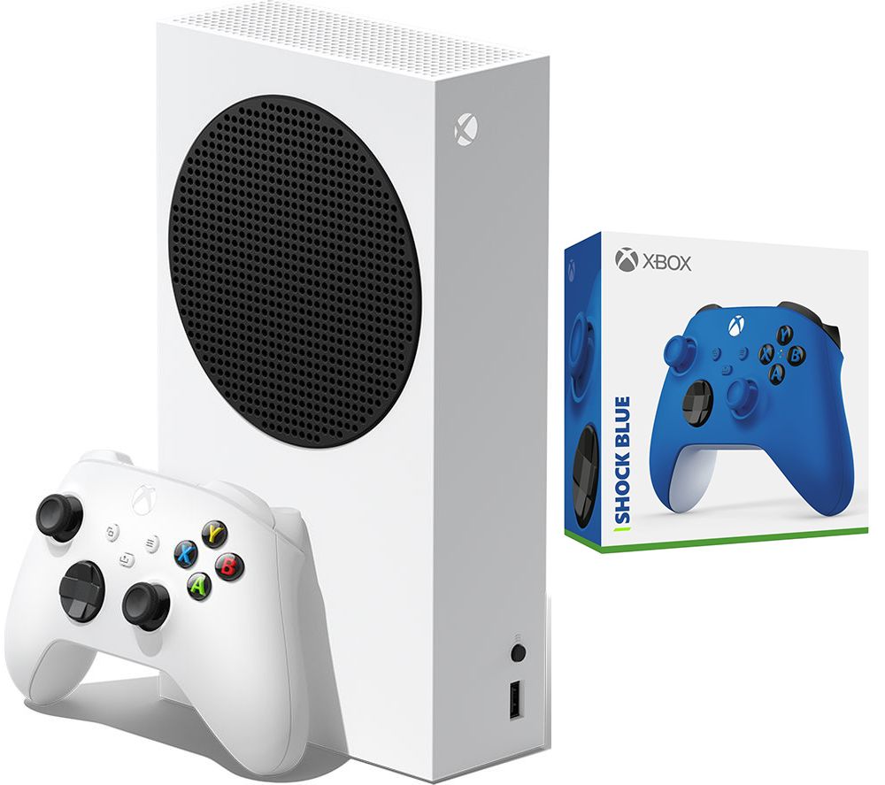 MICROSOFT Xbox Series S & Xbox Wireless Controller (Shock Blue) Bundle - 512 GB SSD, Blue