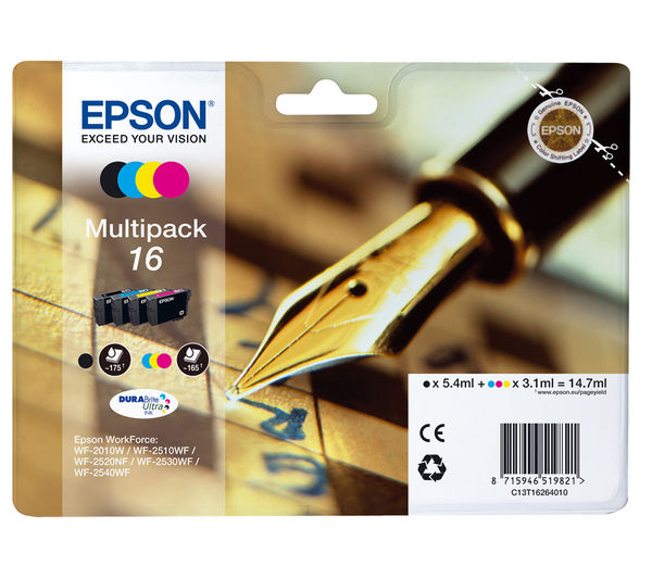 EPSON Pen & Crossword T1626 Cyan, Magenta, Yellow & Black Ink Cartridges - Multipack