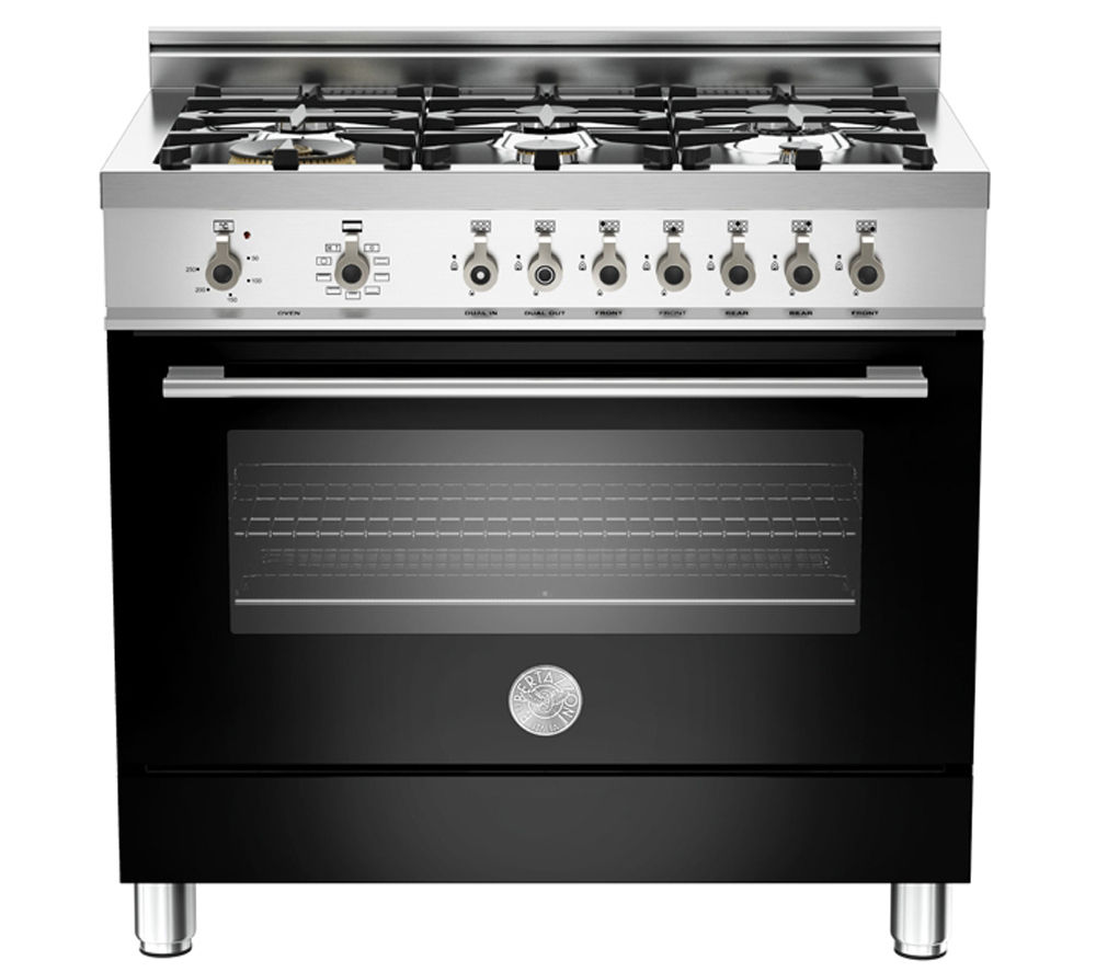 BERTAZZONI Professional 90 X906MFENE Dual Fuel Range Cooker - Black & Stainless Steel, Stainless Steel