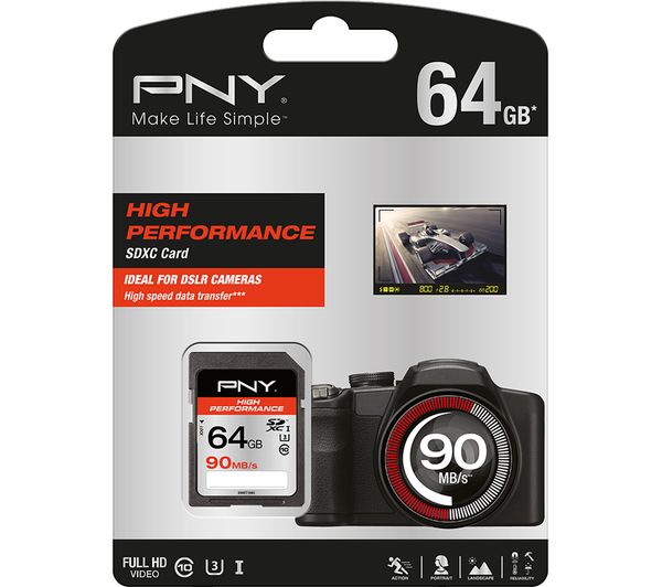 PNY 64GBHC10 Performance Class 10 SD Memory Card - 64 GB