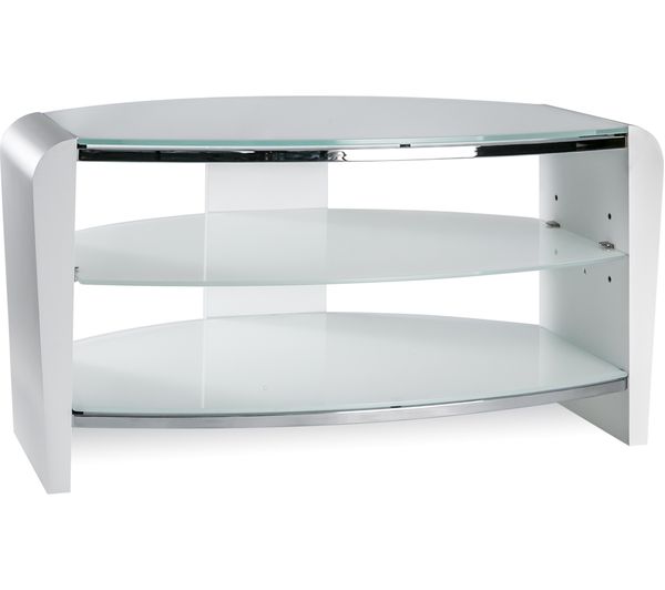 ALPHASON Francium 800 TV Stand - White & White Glass, White