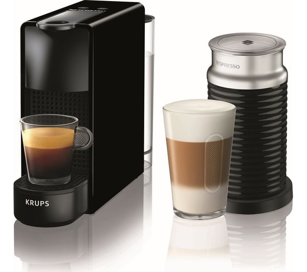 NESPRESSO by Krups Essenza Mini XN111840 Coffee Machine with Aeroccino - Black, Black