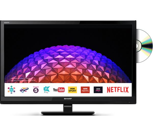 24"  SHARP LC-24DHG6001KF Smart LED TV with Built-in DVD Player, Gold