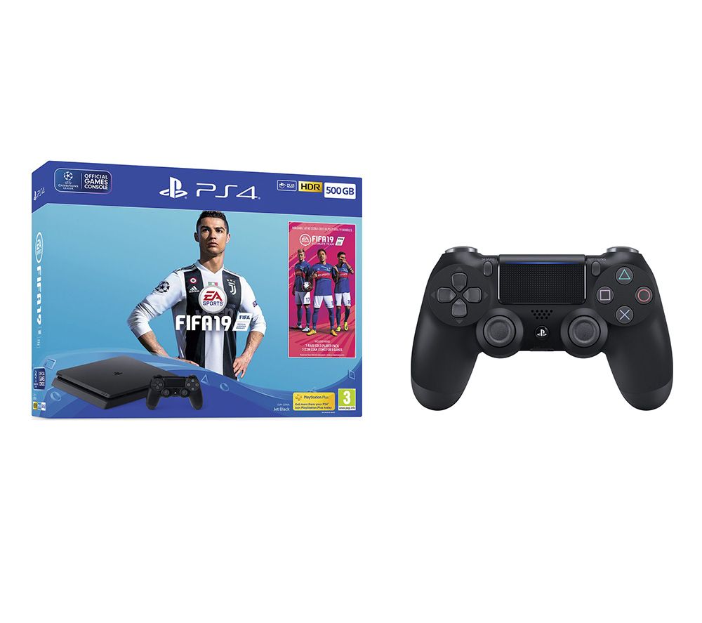 SONY PlayStation 4, FIFA 19 & DualShock 4 V2 Wireless Controller Bundle - 500 GB