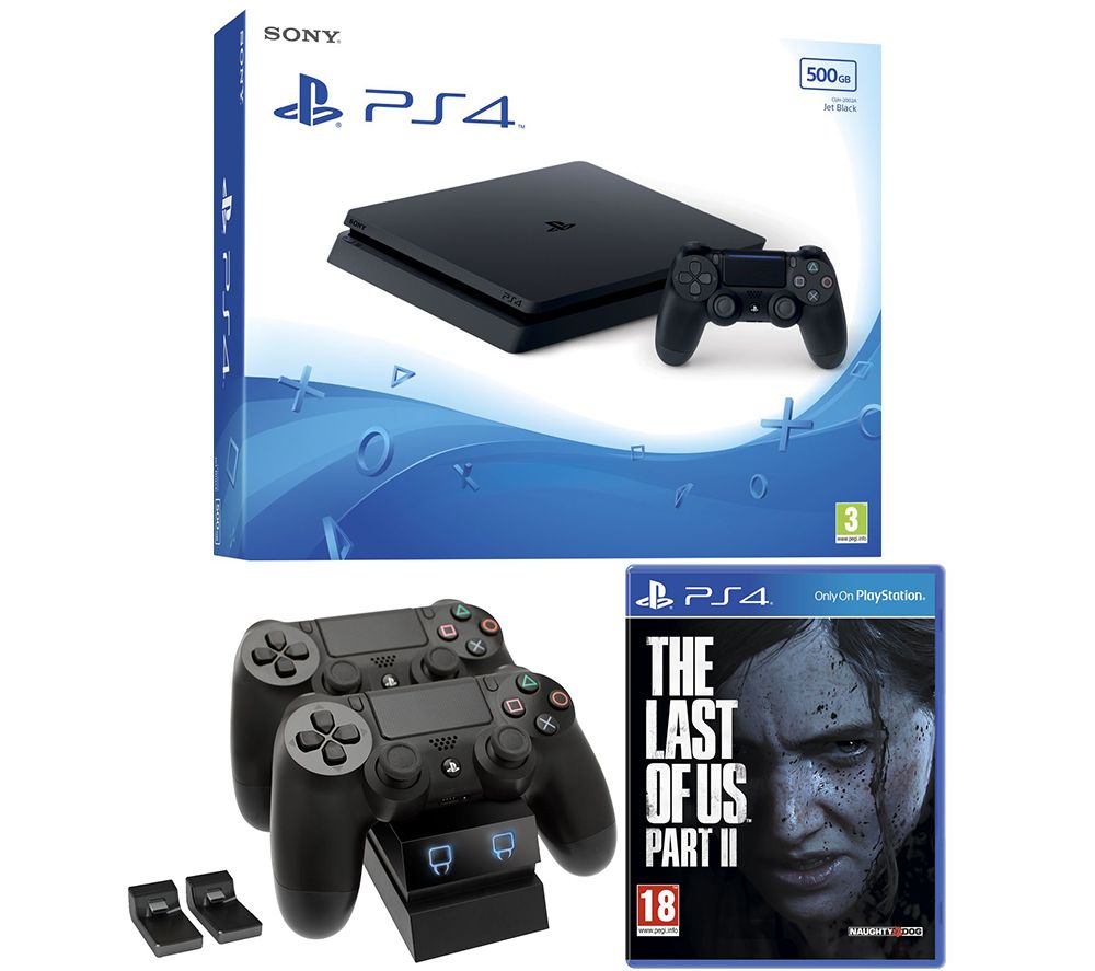 PLAYSTATION 4 500 GB, The Last of Us Part II & Twin Docking Station Bundle, Red