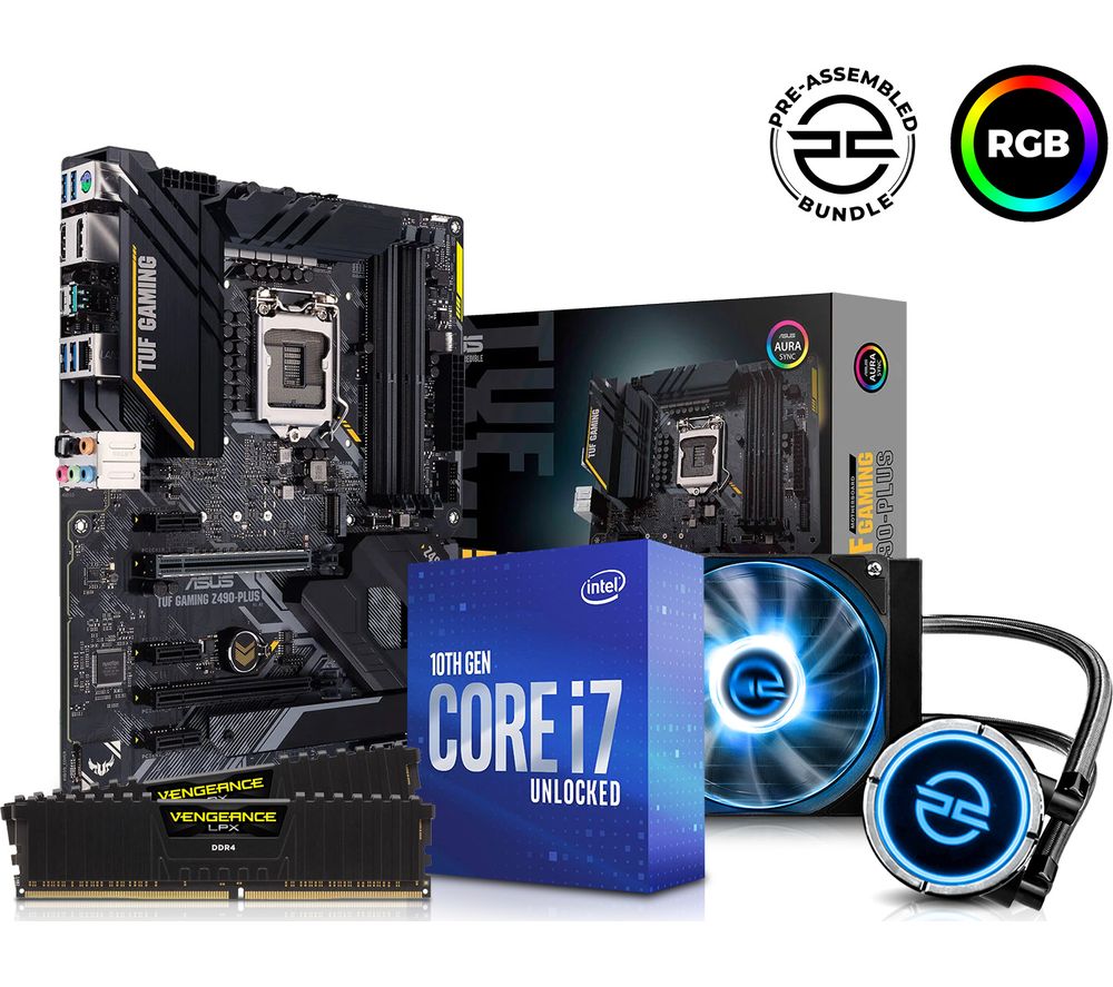 PC SPECIALIST Intel®Core i7 Processor, TUF GAMING Motherboard, 16 GB RAM & FrostFlow Liquid Cooler Components Bundle