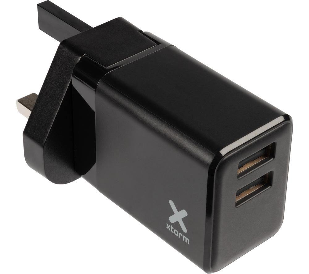 XTORM Volt XA010 2-Port USB Travel Charger - Black, Black