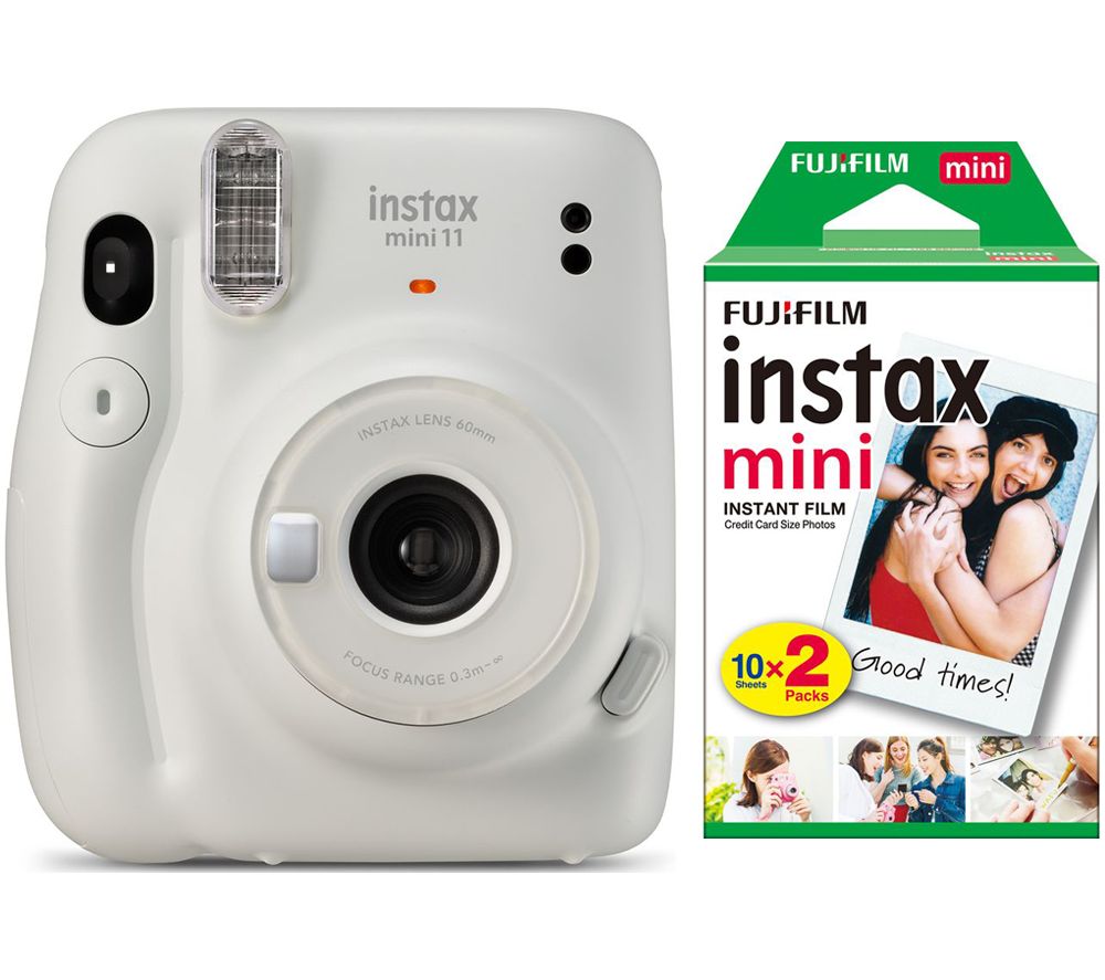 INSTAX mini 11 Instant Camera & 20 Shot INSTAX Mini Film Pack Bundle - Ice White, White