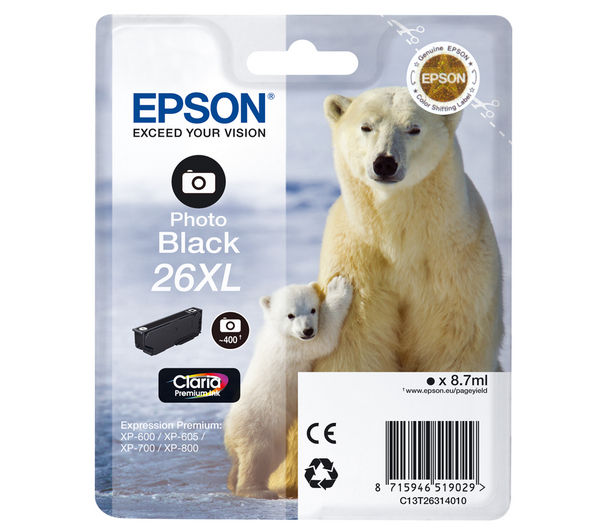 EPSON Polar Bear T2632 XL Photo Black Ink Cartridge, Black