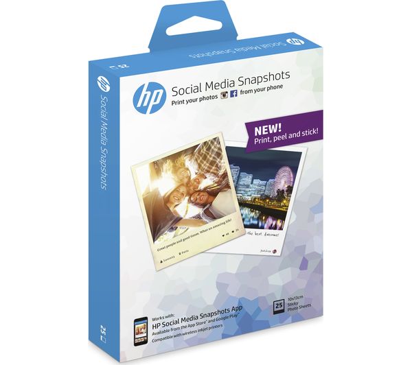 HP Social Media Snapshots Removable Sticky 100 x 130 mm Photo Paper - 25 sheets