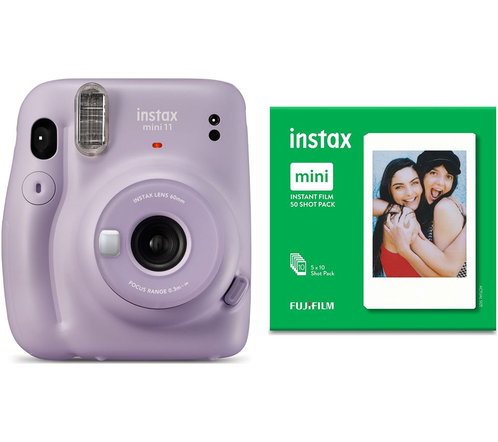 INSTAX mini 11 Instant Camera & 50 Shot Mini Film Pack Bundle - Lilac Purple, Purple