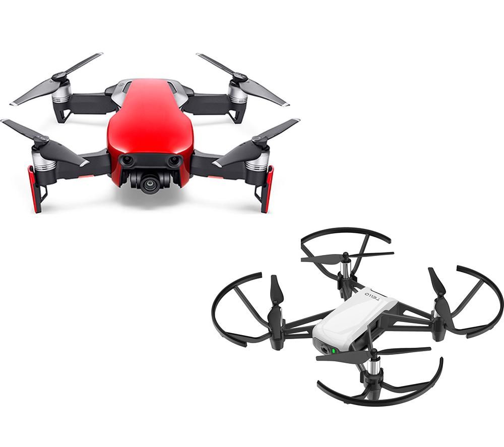 DJI Mavic Air Drone Red & Tello Drone White with Accessory Pack Bundle, Red