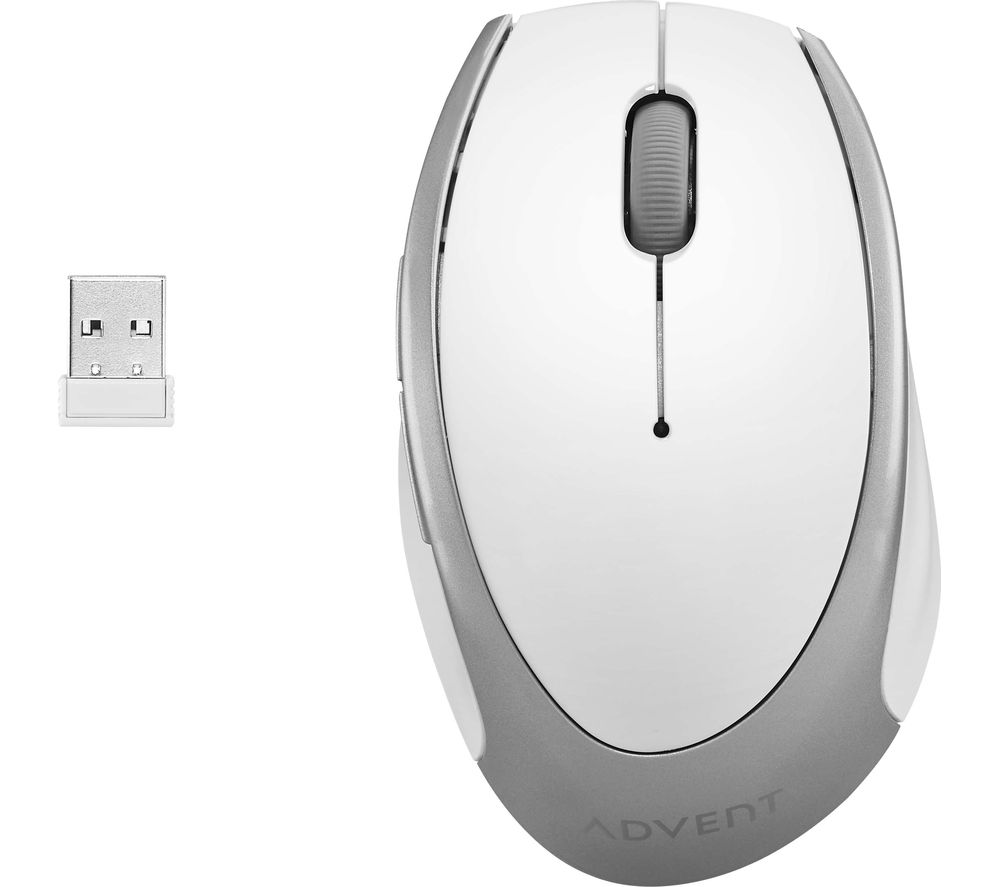 ADVENT AMWLWH19 Wireless Optical Mouse - White & Silver, White