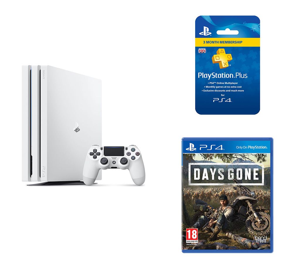 SONY PlayStation 4 Pro, Days Gone & PlayStation Plus 3 Month Subscription Bundle - 1 TB, White, White