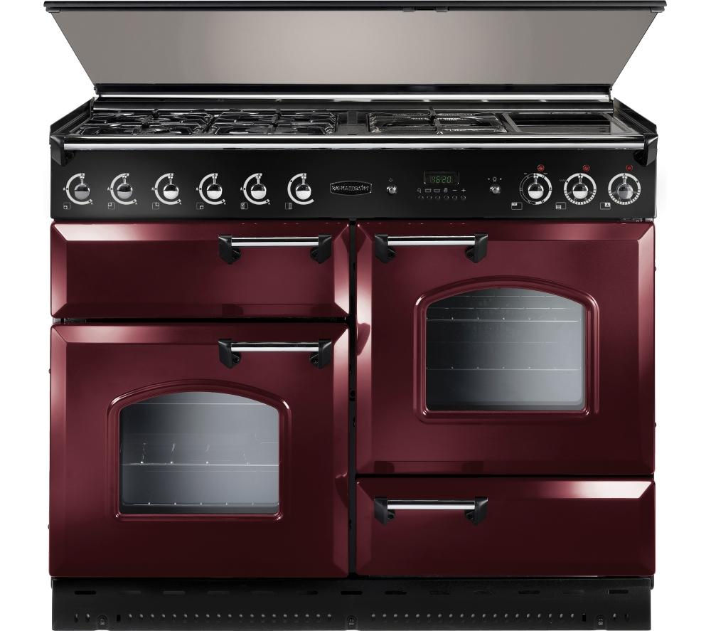 Rangemaster Classic 110 Dual Fuel Range Cooker - Cranberry & Chrome, Cranberry