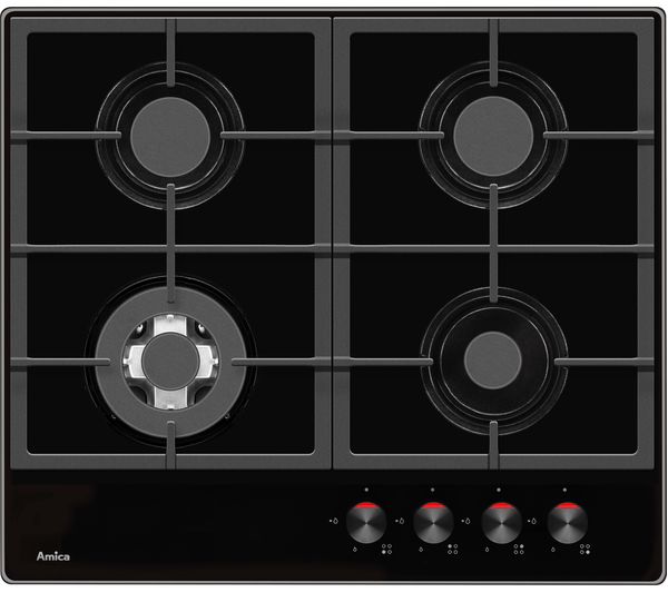 AMICA PHCZ6512 Gas Hob - Black, Black