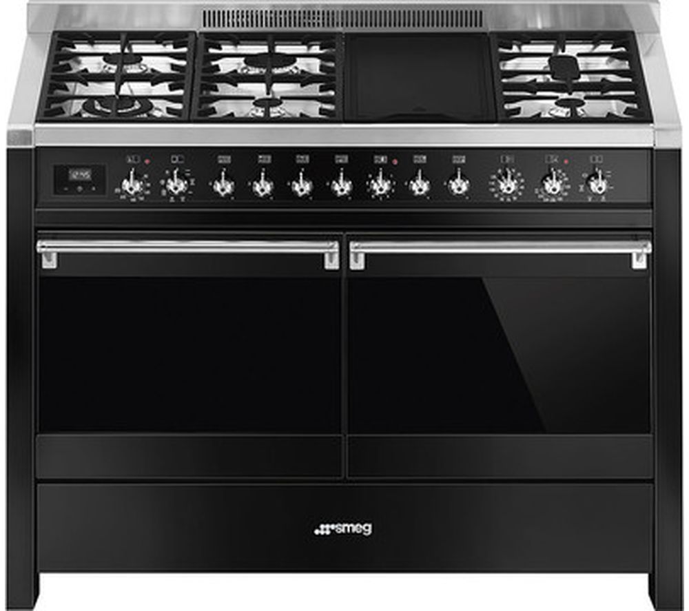 SMEG Opera A4BL-81 120 cm Dual Fuel Range Cooker - Black, Black