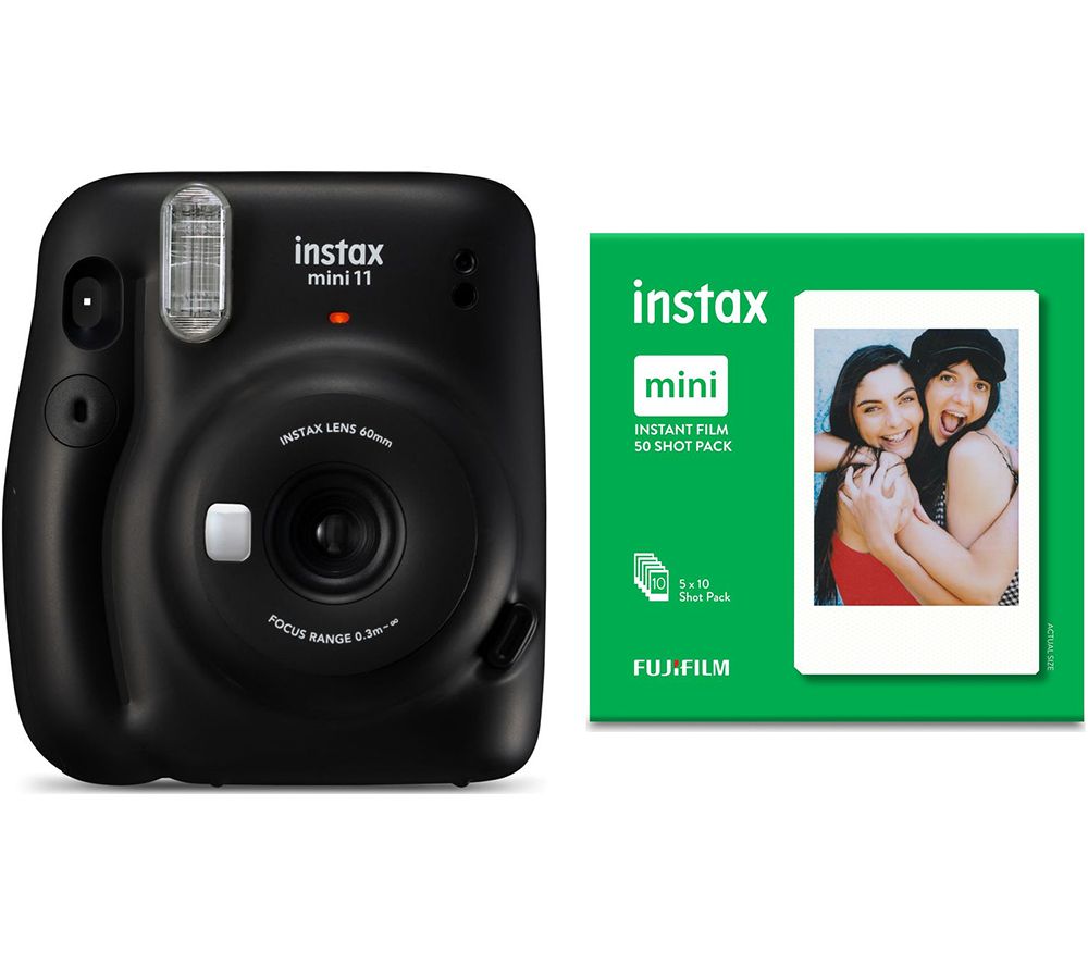 INSTAX mini 11 Instant Camera & 50 Shot Mini Film Pack Bundle - Charcoal Gray, Charcoal