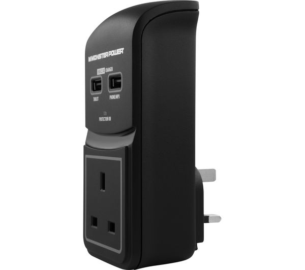 MONSTER Core™ Power 100 Surge Protector 1-Socket Plug Adapter with USB