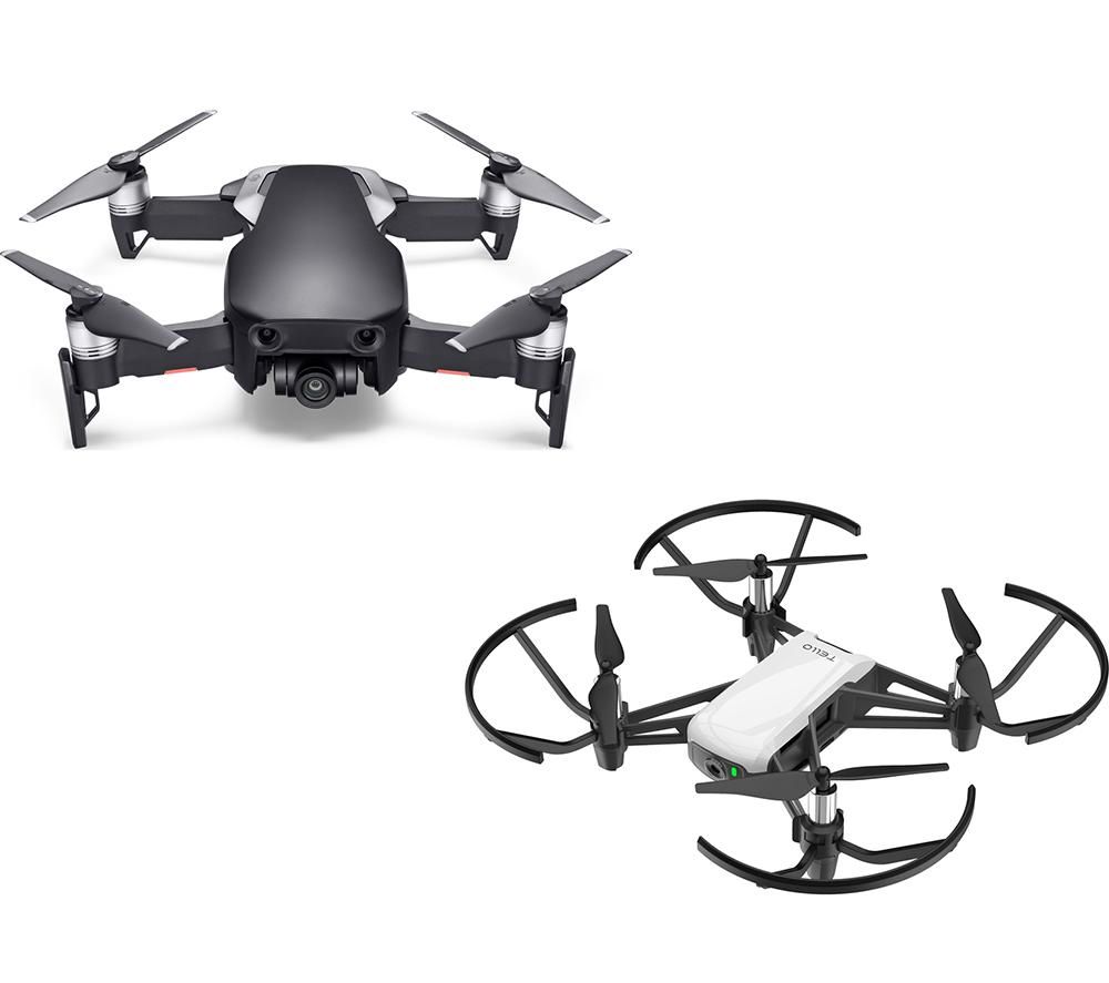 DJI Mavic Air Drone Black & Tello Drone White with Accessory Pack Bundle, Black