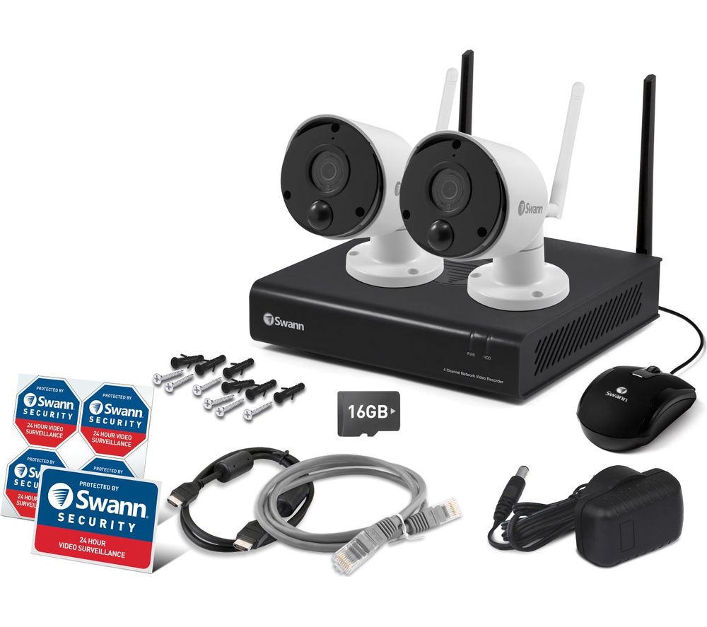 SWANN NVK-490 4-Channel Full HD 1080p Smart Security System - 2 Cameras, Snow