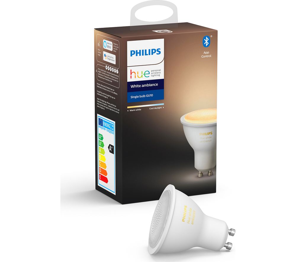 PHILIPS HUE Hue White Ambience Bluetooth LED Bulb - GU10, White