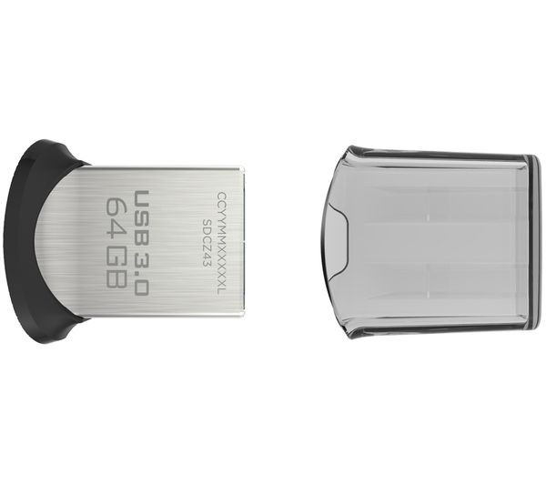SANDISK Ultra Fit USB 3.1 Memory Stick - 64 GB, Silver, Silver