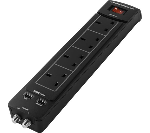 MONSTER Core™ Power 400 Surge Protector 4-Socket Extension Cable with USB - 1.8 m