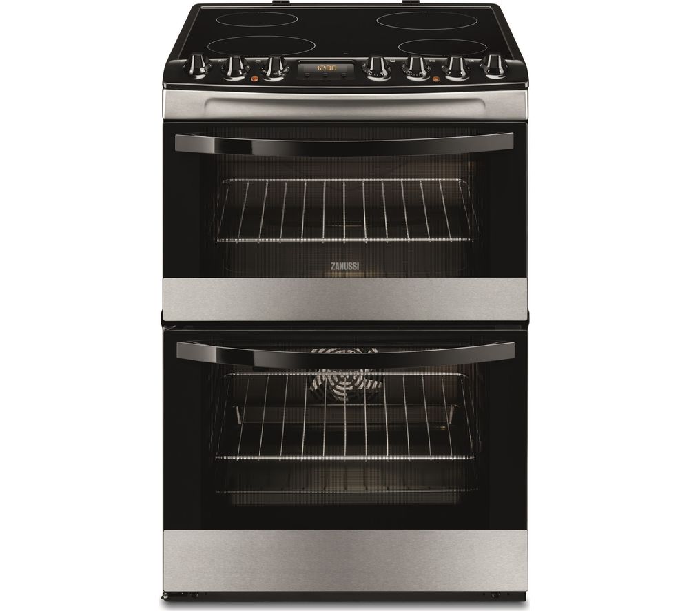 ZANUSSI ZCV68310XA 60 cm Electric Ceramic Cooker - Black & Stainless Steel, Stainless Steel