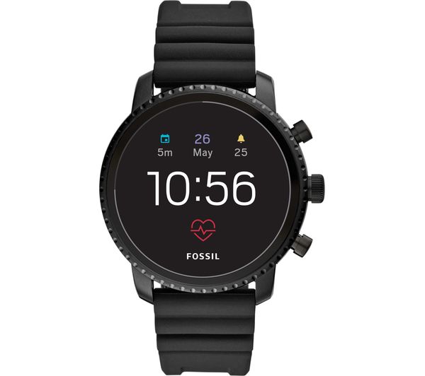 FOSSIL Q Explorist HR - Black, Silicone Strap, Black