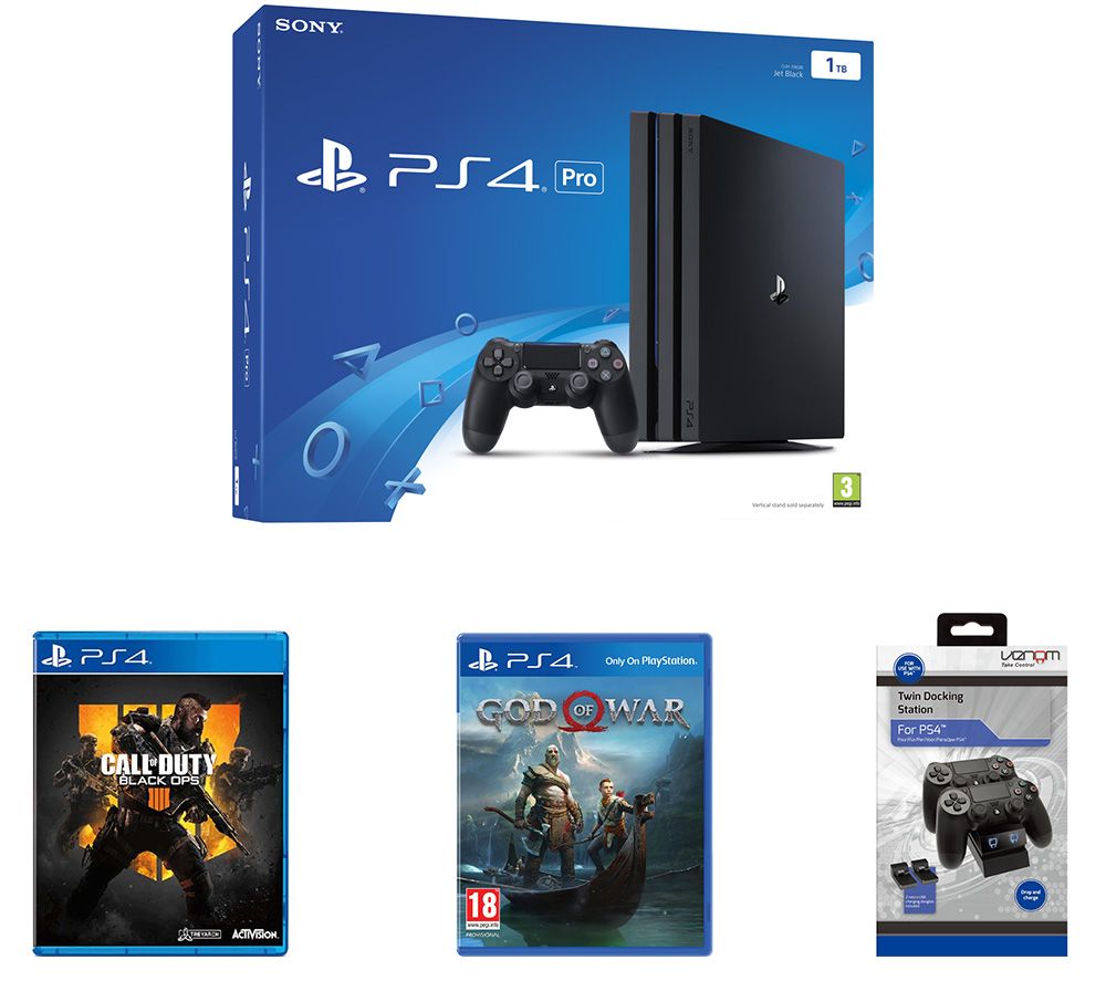 SONY PlayStation 4 Pro, God of War, Call of Duty: Black Ops 4 & Twin Docking Station Bundle, Black