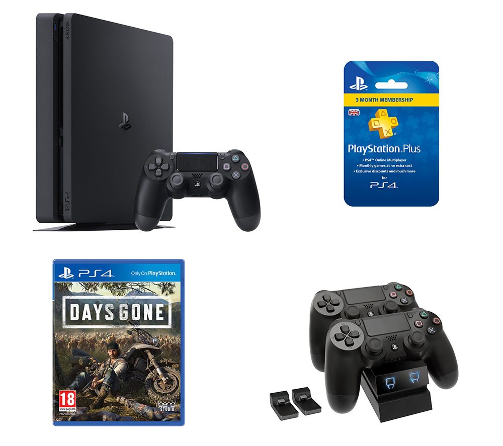 SONY PlayStation 4, Days Gone, Twin Docking Station & PlayStation Plus Bundle - 500 GB, Red