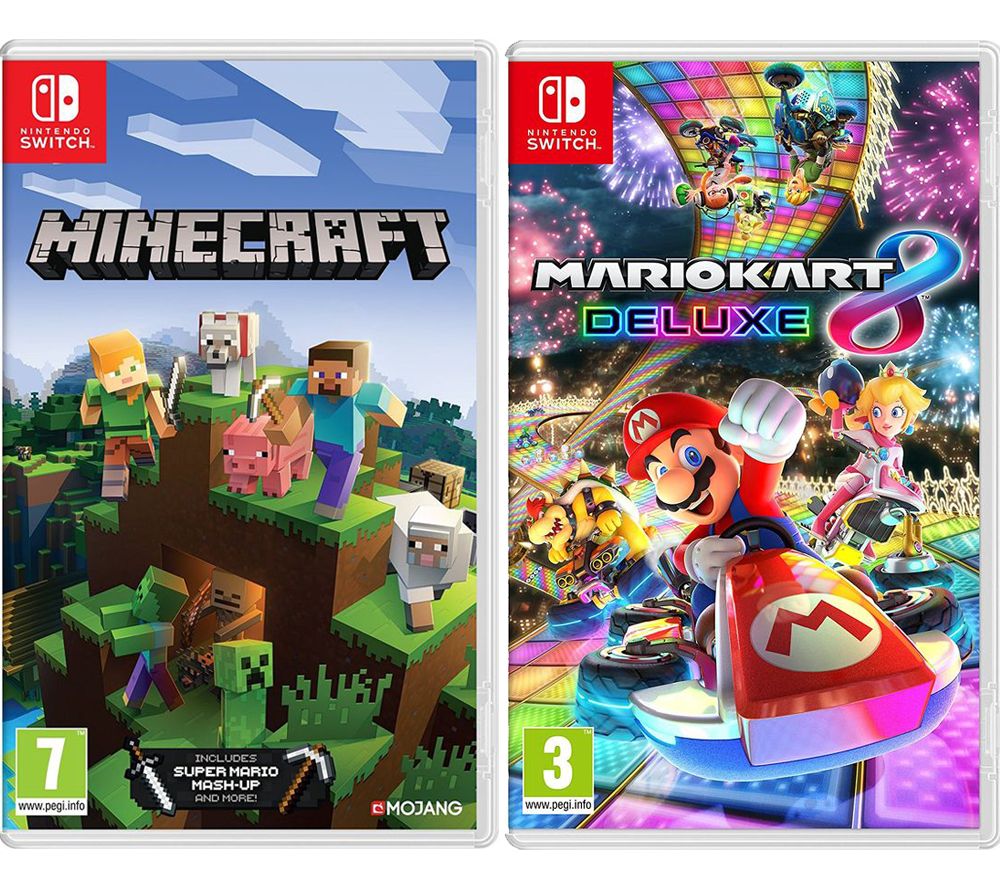 NINTENDO SWITCH Minecraft & Mario Kart 8 Deluxe Bundle, Red