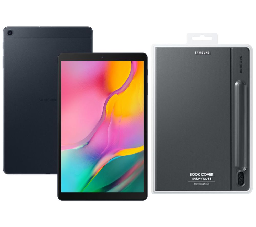 SAMSUNG Galaxy Tab A 10.1" Tablet (2019) & Book Cover Bundle - 32 GB, Black, Black