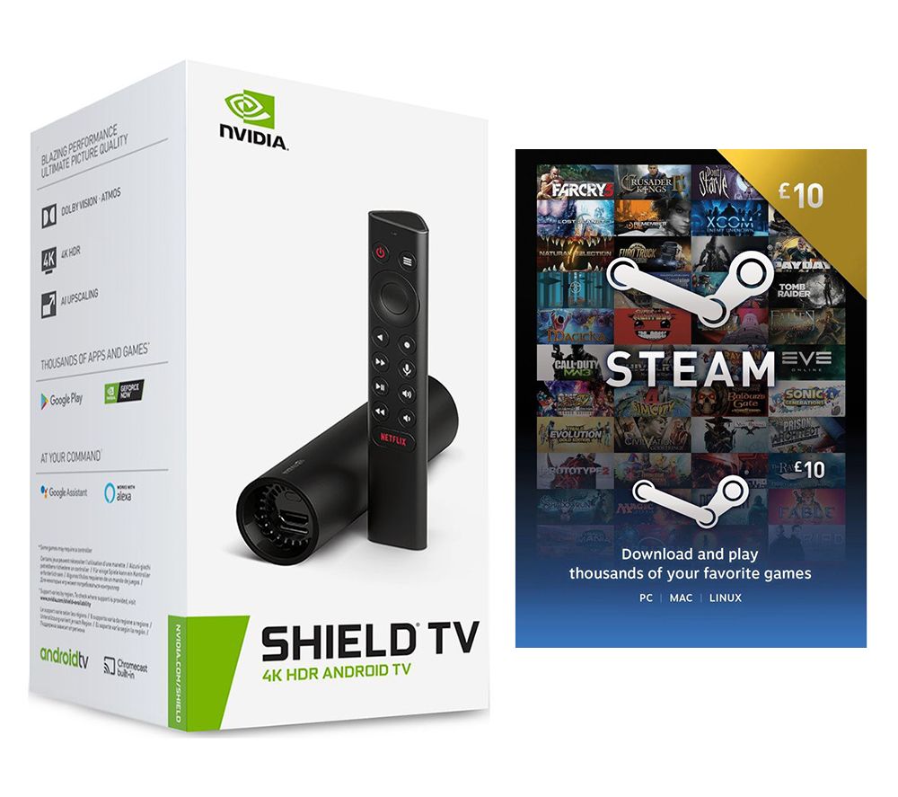 NVIDIA SHIELD TV 4K Media Streaming Device & Steam £10 Wallet Card Bundle