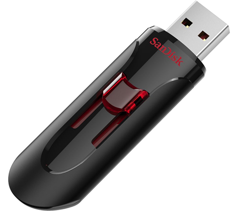 SANDISK Cruzer Glide USB 2.0 Memory Stick - 16 GB, Black & Red, Black,Red