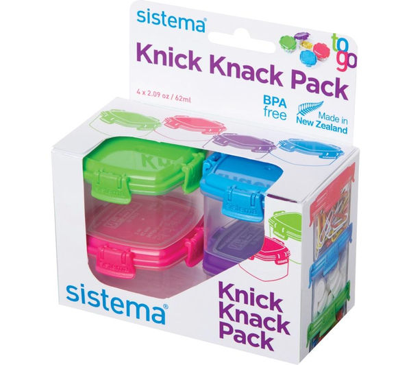 SISTEMA 21127 Knick Knack Square 62 ml Boxes - Pack of 4