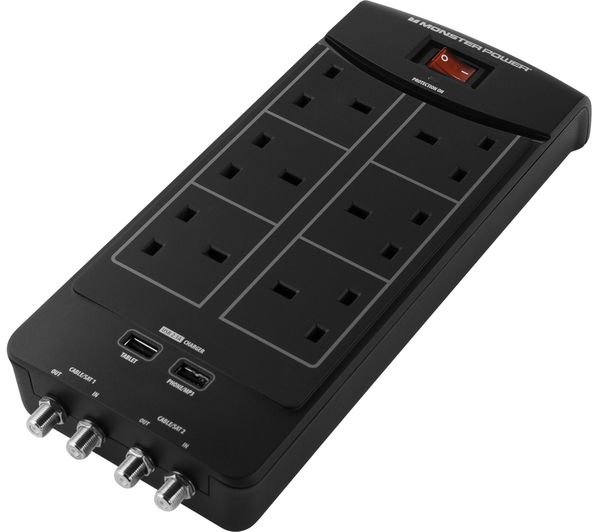 MONSTER Core™ Power 600 Surge Protector 6-Socket Extension Cable with USB - 1.8 m