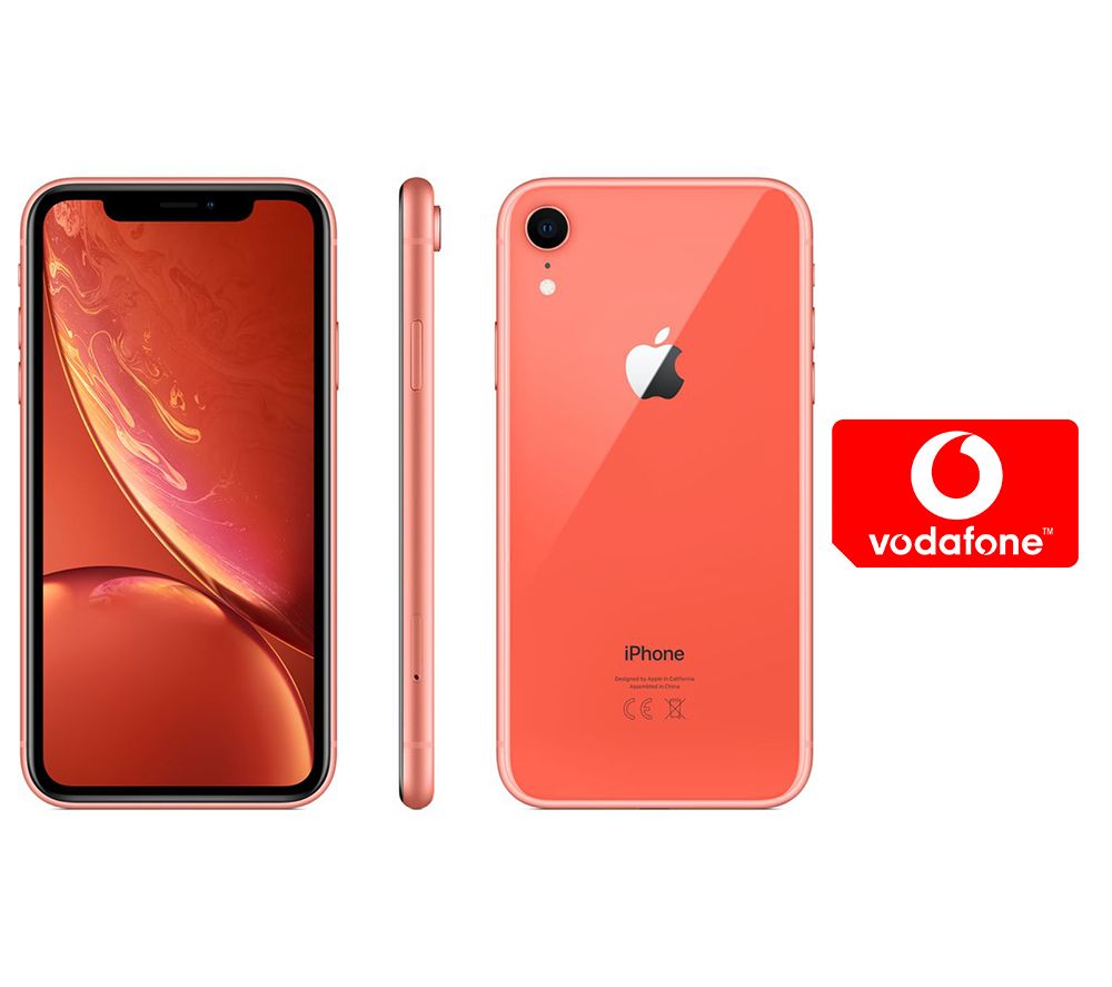 APPLE iPhone XR & Pay As You Go Micro SIM Card Bundle - 128 GB, Coral, Coral