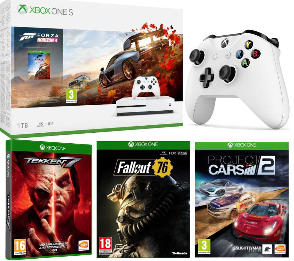 MICROSOFT Xbox One S, Forza Horizon 4, Fallout 76, Tekken 7, Project Cars 2 & Wireless Controller Bundle