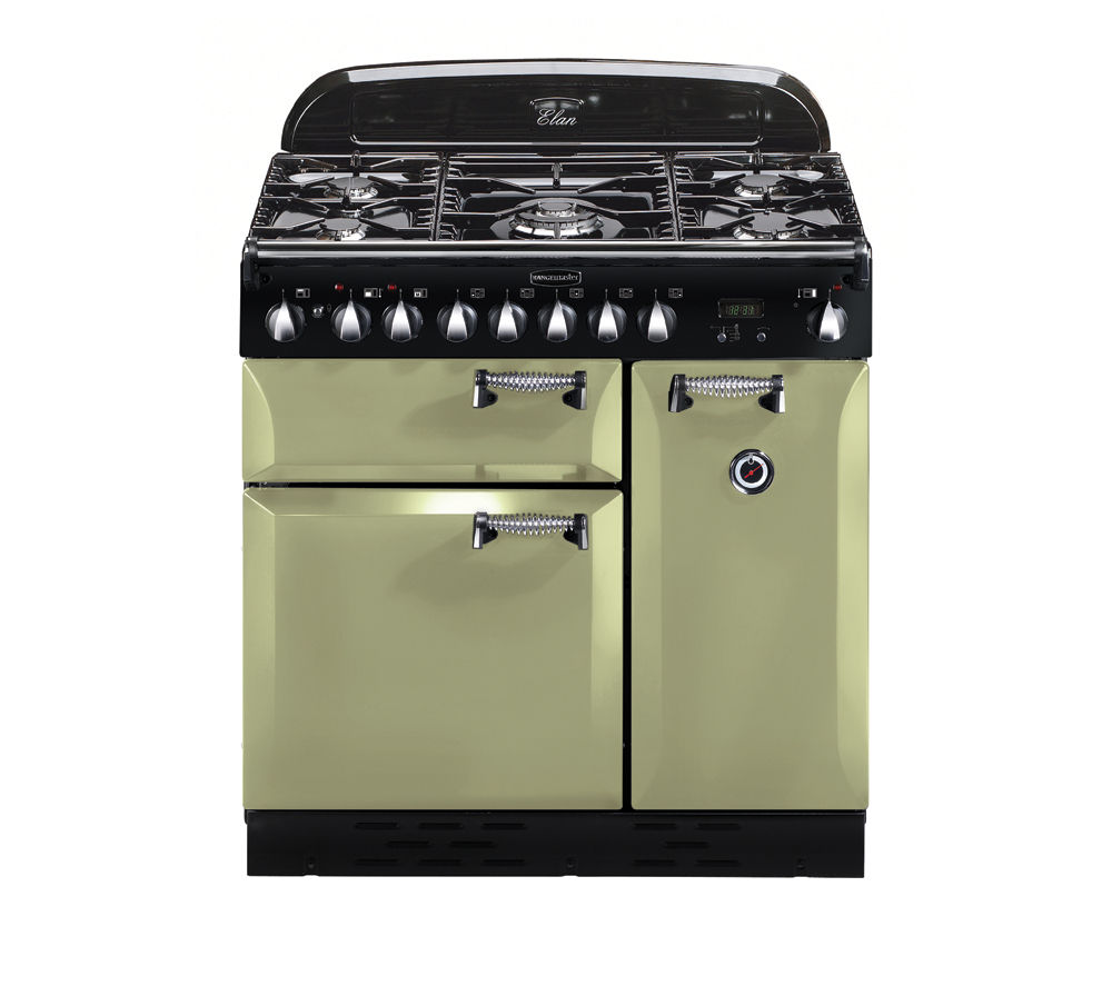 RANGEMASTER Elan 90 Dual Fuel Range Cooker - Olive Green & Chrome, Olive