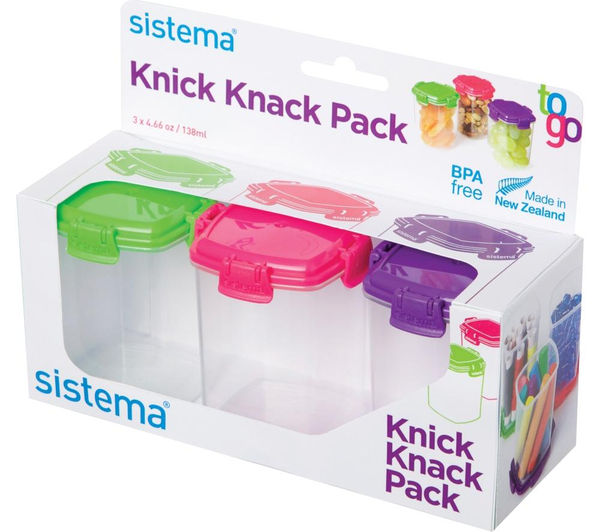 SISTEMA Knick Knack Square 138 ml Boxes - Pack of Three, Green