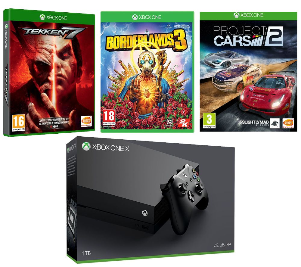 MICROSOFT Xbox One X, Borderlands 3, Tekken 7 & Project Cars 2 Bundle